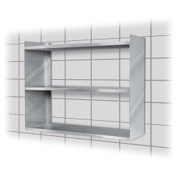 Edelstahl-Wandregal mit 3 Böden, BxTxH 700x250x650 mm, Tragkraft 15 kg / Boden