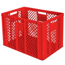 Durchbrochener Eurobehälter mit 4 Durchfassgriffen, LxBxH 600x400x410 mm, 83 Liter, rot