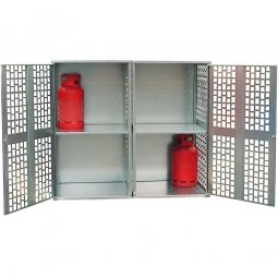 Gasflaschen-Schrank, Ausführung mit Belüftung, LxBxH 1680x690x1475 mm, für 20 Gasflaschen á 11 kg