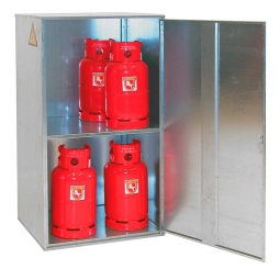 Gasflaschen-Schrank, geschlossene Ausführung, LxBxH 840x690x1475 mm, für 10 Gasflaschen á 11 kg