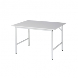 Arbeitstisch mit Melaminharz-Tischplatte, BxTxH 1250x1000x800-850 mm, Gestell lichtgrau RAL 7035