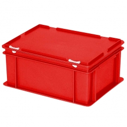 Euro-Aufbewahrungsbox mit Deckel, PE-HD, LxBxH 400x300x180 mm, 16 Liter, rot