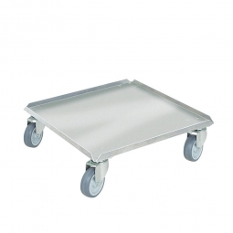 Alu-Transportroller für Spülkörbe 500x500 mm, 100 mm Gummi-Rad, Deck geschlossen, Tragkraft 250 kg