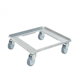 Alu-Transportroller für Spülkörbe 500x500 mm, 100 mm Gummi-Rad, Deck offen, Tragkraft 250 kg