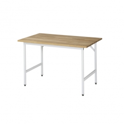 Arbeitstisch mit Massivbuche-Tischplatte, BxTxH 1250x1000x800-850 mm, Gestell lichtgrau RAL 7035