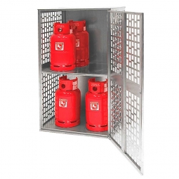Gasflaschen-Schrank, Ausführung mit Belüftung, LxBxH 840x690x1475 mm, für 10 Gasflaschen á 11 kg
