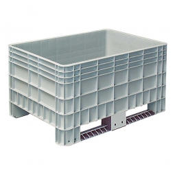 Palettenbox mit Außenrippen und 2 Kufen, Außenmaße LxBxH 1170x800x650 mm, grau