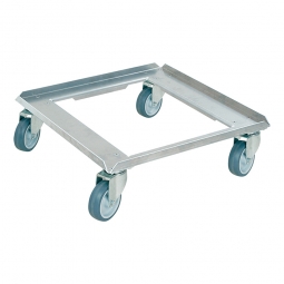 Edelstahl-Transportroller für 500x500 mm Spülkörbe, 100 mm Gummi-Rad, Edelstahl Lenkrollen, Deck offen, Tragkraft 250 kg