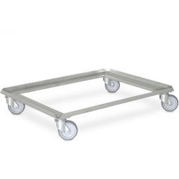 Edelstahl-Transportroller für 800x600 mm Behälter, 100 mm Gummi-Rad, Edelstahl Lenkrollen, Deck offen, Tragkraft 250 kg