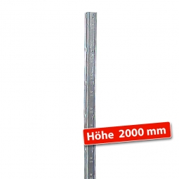 Schnellbau-Steck-Regalstütze, glanzverzinkt, H 2000 mm, inklusive Fußplatte