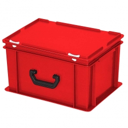 Euro-Koffer aus PE-HD, LxBxH 400x300x230 mm, rot, mit 1 Tragegriff auf einer Längsseite