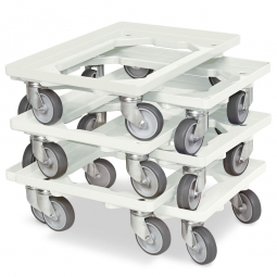 6x Transportroller im Spar-Set, Farbe weiß, für Kästen, Körbe, Kartons 600x400 mm