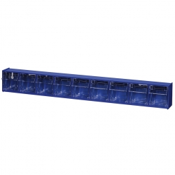 Kleinteilemagazin "Blue" mit 9 Klarsichtboxen, Set 1, BxHxT 600x77x65 mm, Behälter je BxTxH 48x46x44 mm