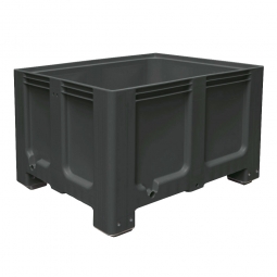 Großbox / Großbehälter mit 4 Füßen, 610 Liter, LxBxH 1200x1000x760 mm, Boden/Wände geschlossen, anthrazit