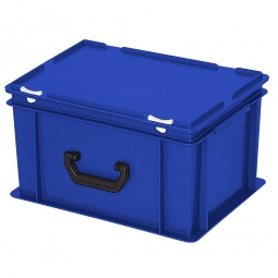 Euro-Koffer aus PE-HD, LxBxH 400x300x230 mm, blau, mit 1 Tragegriff auf einer Längsseite