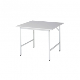 Arbeitstisch mit Melaminharz-Tischplatte, BxTxH 1000x1000x800-850 mm, Gestell lichtgrau RAL 7035