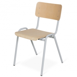 Stapel-Stuhl/Warteraum-Stuhl mit Stahlrohrgestell, belastbar bis 150 kg, kunststoffbeschichtet, Sitz und Lehne aus Buchenschichtholz, Gestellfarbe lichtgrau