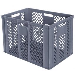 Durchbrochener Eurobehälter mit 4 Durchfassgriffen, LxBxH 600x400x410 mm, 83 Liter, grau