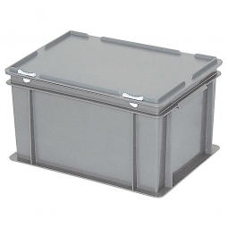 Euro-Aufbewahrungsbox mit Deckel, PE-HD, LxBxH 400x300x230 mm, 21 Liter, grau