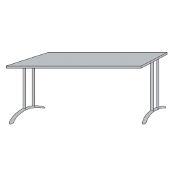 Schreibtisch mit Bogenformgestell, weißaluminium, Platte lichtgrau, BxTxH 1200x800x720 mm