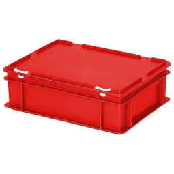 Euro-Aufbewahrungsbox mit Deckel, PE-HD, LxBxH 400x300x130 mm,11 Liter,  rot