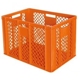 Durchbrochener Eurobehälter mit 4 Durchfassgriffen, LxBxH 600x400x410 mm, 83 Liter, orange