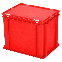 Euro-Aufbewahrungsbox mit Deckel, PE-HD, LxBxH 400x300x330 mm, 31 Liter, rot