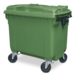 Müllcontainer, 660 Liter, nach EN 840-6, grün, BxTxH 1265x775x1165 mm, Polyethylen (PE-HD)