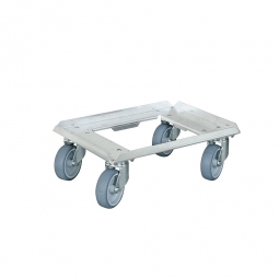 Alu-Transportroller für Eurobehälter 400x300 mm, 100 mm Gummi-Rad, Deck offen, Tragkraft 250 kg