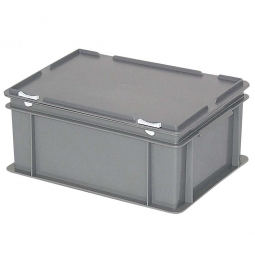 Euro-Aufbewahrungsbox mit Deckel, PE-HD, LxBXH 400x300x180 mm, 16 Liter, grau