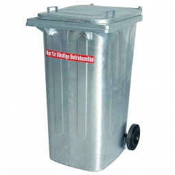 Müllbehälter, 240 Liter, Stahl feuerverzinkt, BxTxH 580x730x1060 mm, öldicht geschweißt
