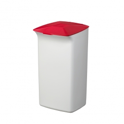 Abfall- und Wertstoffsammler mit Schanierdeckel, BxTxH 366x320x640 mm, 40 Liter, weiß/rot