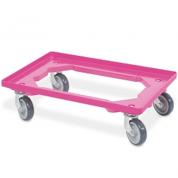 ABS-Kunststoff-Transportroller für 600x400 mm Eurobehälter, violett, 100 mm Gummi-Rad, Deck offen, Tragkraft 250 kg