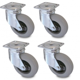Nachrüstsatz Flüsterrollen Ø 100 mm mit verzinkten Radgabeln, für BRB-Aluminium- und Edelstahltransportroller