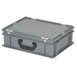 Euro-Koffer aus PE-HD, LxBxH 400x300x130 mm, mit 1 Tragegriff auf einer Längsseite, 11 Liter, grau