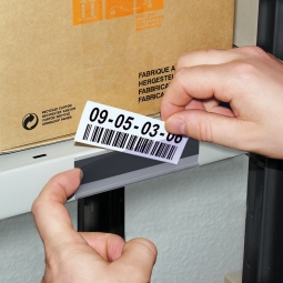 Etikettenhalter, VE = 50 Stück, magnetisch, BxH 200x62 mm, mit 10 Bögen weißen Etiketten