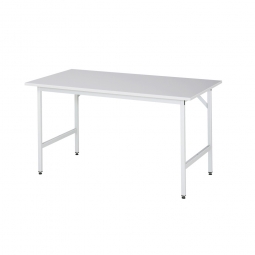 Arbeitstisch mit Melaminharz-Tischplatte, BxTxH 1500x800x800-850 mm, Gestell lichtgrau RAL 7035