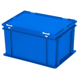 Euro-Aufbewahrungsbox mit Deckel, PE-HD, LxBxH 400x300x230 mm, 21 Liter, blau