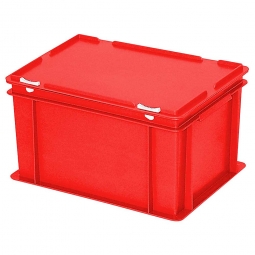 Euro-Aufbewahrungsbox mit Deckel, PE-HD, LxBxH 400x300x230 mm, 21 Liter, rot