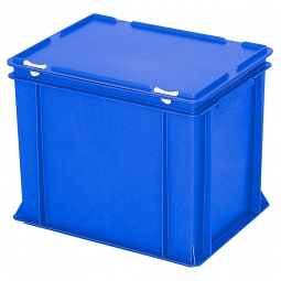 Euro-Aufbewahrungsbox mit Deckel, PE-HD, LxBxH 400x300x330 mm, 31 Liter, blau