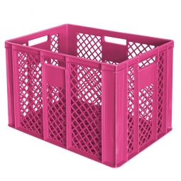 Durchbrochener Eurobehälter mit 4 Durchfassgriffen, LxBxH 600x400x410 mm, 83 Liter, violett