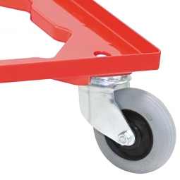 Aufpreis für Flüsterrollensatz Ø 100 mm mit verzinkten Radgabeln, für alle Roller aus ABS-Kunststoff